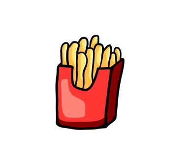 Digital illustration of a cartoon delicious French fries