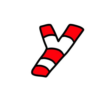 Y harfli Noel şekeri çizgi filminin dijital çizimi.