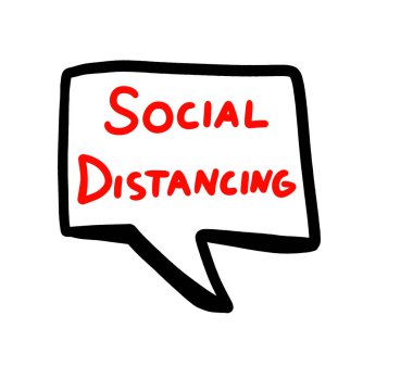 Digital illustration of a Coronavirus social distancing chat icon