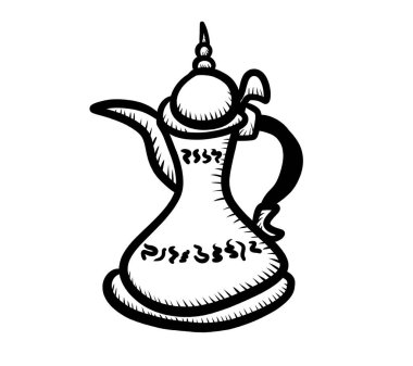 Digital illustration of an Arabian coffeepot doodle