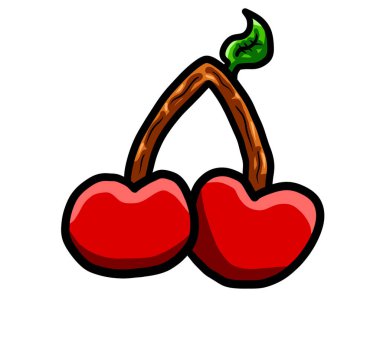 Digital illustration of a cartoon delicious cherry
