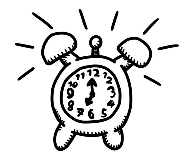 Digital illustration of a cartoon alarm clock doodle