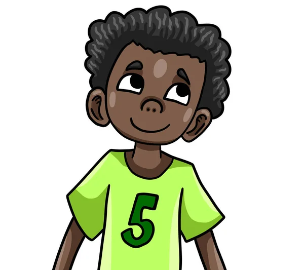 Digital Illustration Adorable Happy Little Black Boy — Stock Photo, Image