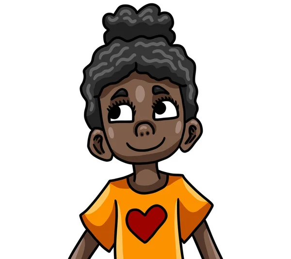 Digitale Illustration Eines Entzückenden Glücklichen Kleinen Schwarzen Mädchens — Stockfoto