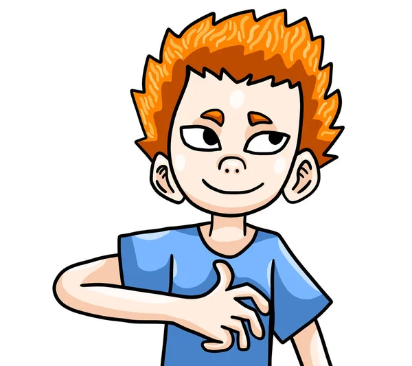 Digital Illustration Adorable Happy Little Ginger Boy — Stock Photo, Image
