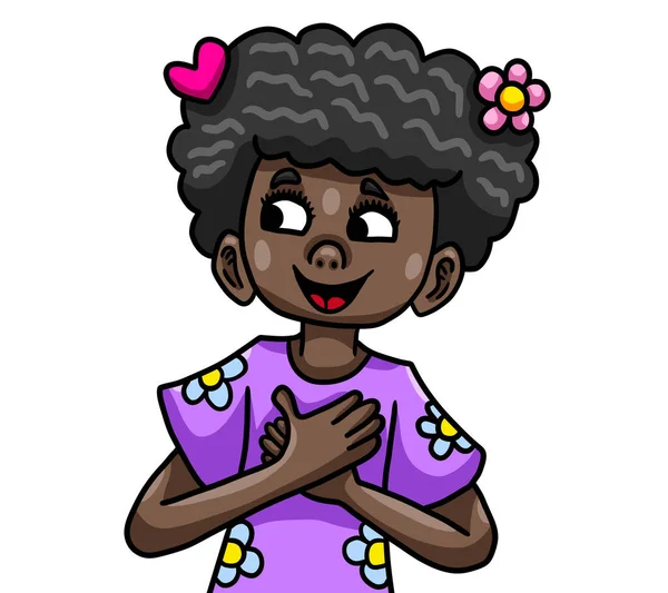 Ilustración Digital Una Adorable Niña Negra Feliz — Foto de Stock