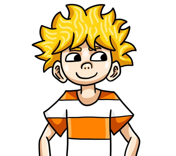Digital Illustration Adorable Happy Little Blonde Boy — Stock Photo, Image