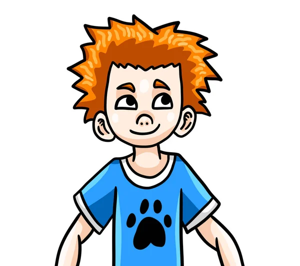 Digital Illustration Adorable Happy Little Ginger Boy — Stock Photo, Image