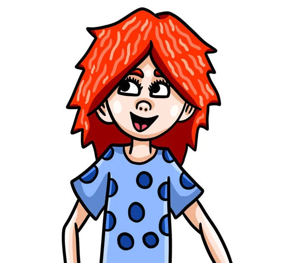 Digital Illustration Adorable Happy Little Ginger Girl — Stock Photo, Image