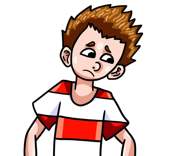 Digital Illustration Adorable Sad Little Boy — Stockfoto