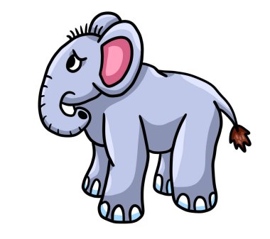 Sevimli üzgün bir filin dijital çizimi