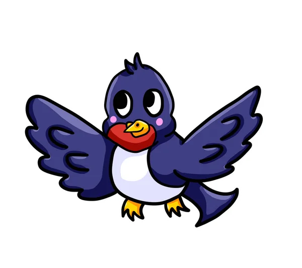 Digital Illustration Adorable Happy Swallow Bird — Stock Photo, Image