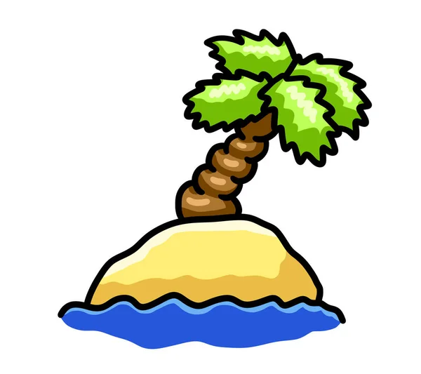 Cyfrowa Ilustracja Kreskówkowej Tropikalnej Wyspy Palmowej — Zdjęcie stockowe