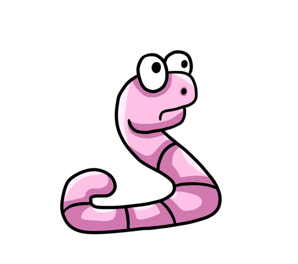 一个害怕的粉色小蠕虫的数字图像 — 图库照片