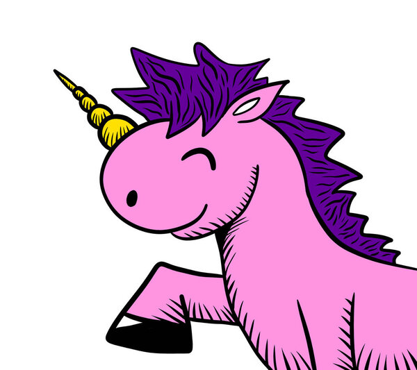 Digitale Illustration Eines Rosa Einhorn Doodle — Stockfoto