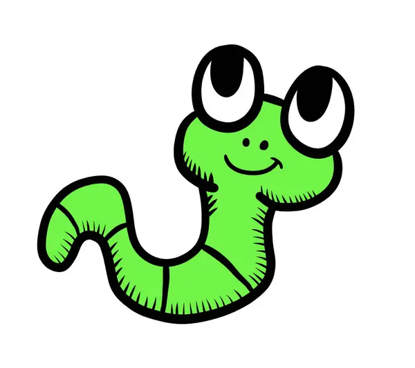 Digitale Illustratie Van Een Groene Worm Doodle — Stockfoto