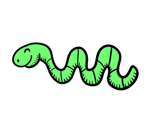 Digital Illustration Green Worm Doodle — Stock Photo, Image