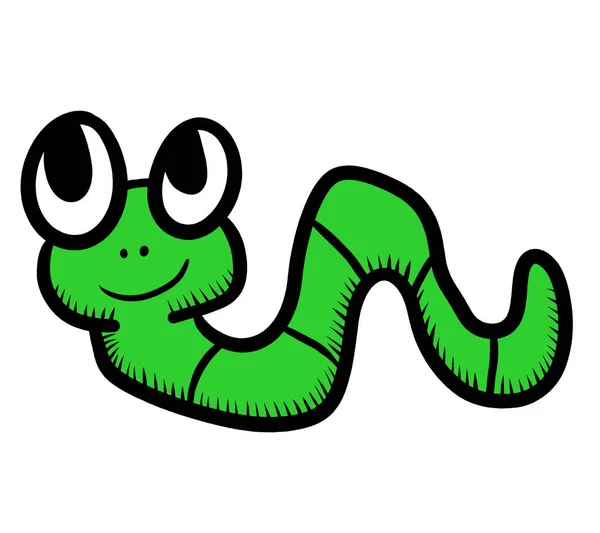 Digitale Illustratie Van Een Groene Worm Doodle — Stockfoto
