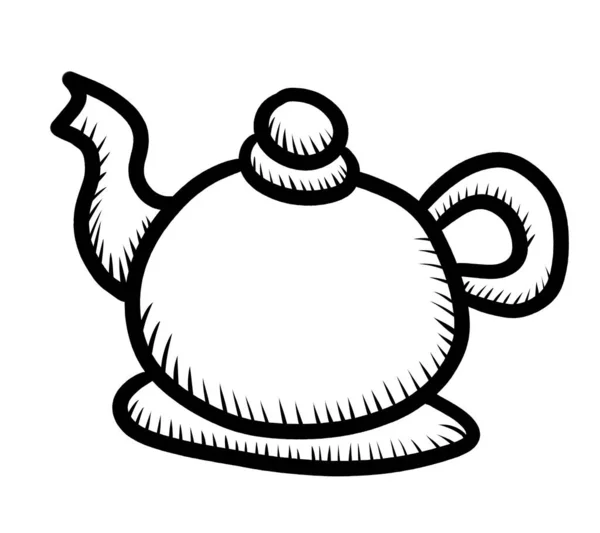 Ilustração Digital Pote Chá Doodle — Fotografia de Stock