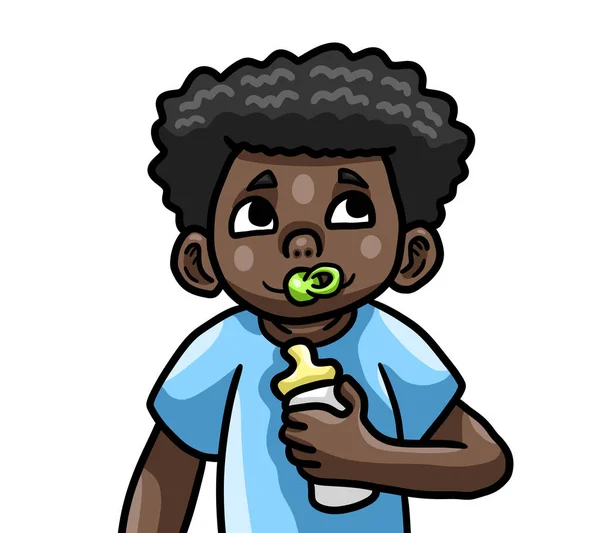 Digital Illustration Adorable Black Baby Boy — Stock Photo, Image