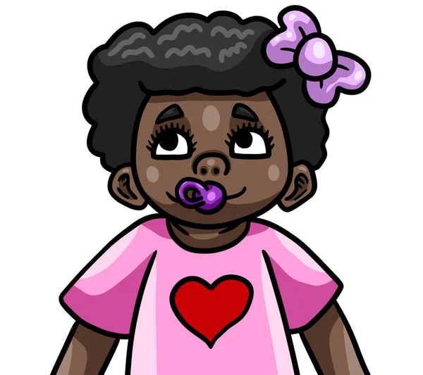 Digital Illustration Adorable Black Baby Girl — Stock Photo, Image
