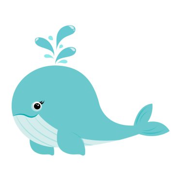 Bir balinanın izole edilmiş karikatür vektör çizimi