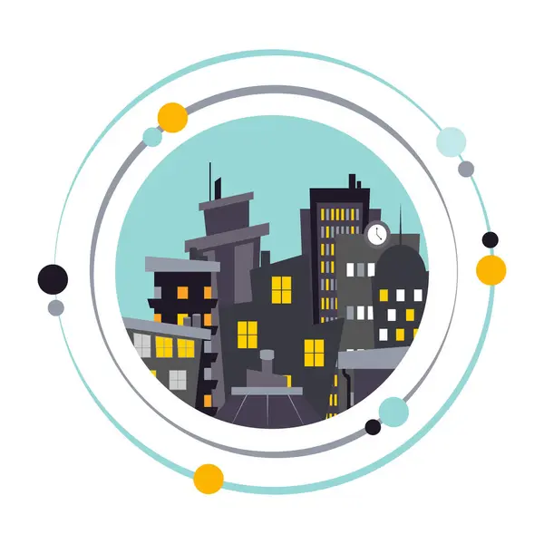 Şehir vektör illüstrasyon grafik simgesindeki çatılar