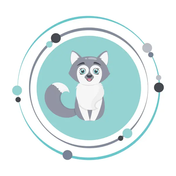 Kawaii çizgi filmi Husky yavru köpek vektör illüstrasyon grafik simgesi