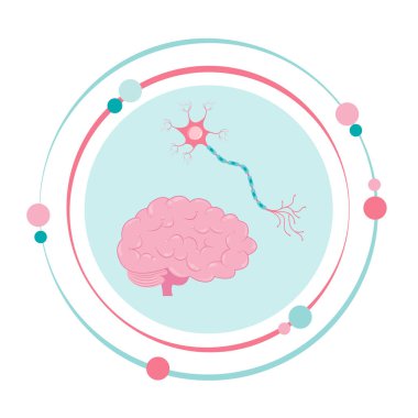 Nöron ve beyin nörolojisi vektör illüstrasyon grafik simgesi