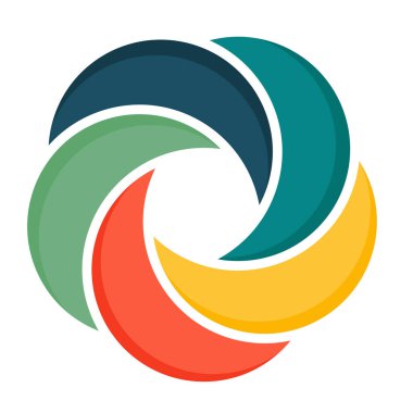 Çember renk simgesi. 5 seviyeli bilgi dizaynlı daire dilimlerinin düz çizimi