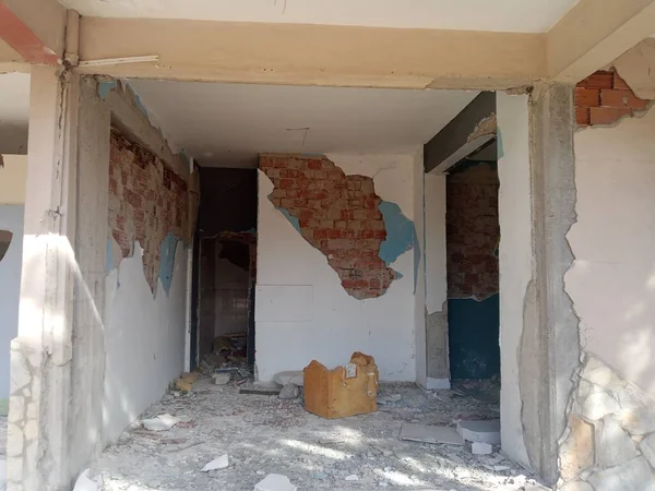 Evakuerad Byggnad Skadad Lägenhet — Stockfoto