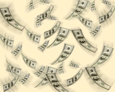 Kağıt para. Bir sürü dolar. Müşteriler için cazip bir geçmiş. Dolarlar uçuyor..