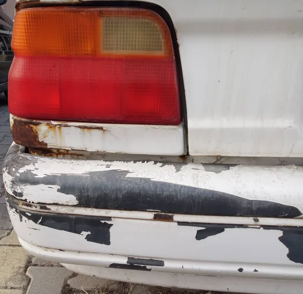 Car Damaged Rear Bumper Close — Stock Photo, Image