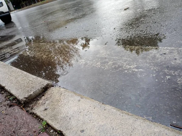 Roadside Rain Water Raining — Stock Photo, Image