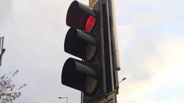 Lâmpada Trânsito Fecha Luz Vermelha — Fotografia de Stock