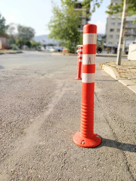 Traffic Parking Sign Post Flexible Guide Post Close — Stock Photo, Image