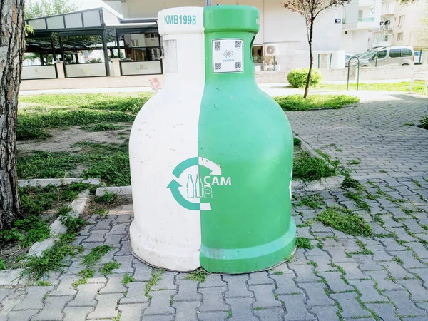 stock image Glass recycling bin in Turkey. Protecting nature.