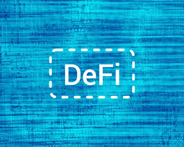 Decentralized finance (DeFi) is an emerging financial technology based on secure distributed ledgers similar to those used by cryptocurrencies. DeFi written on blue background.