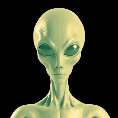 Balck arka planda yeşil uzaylı. 