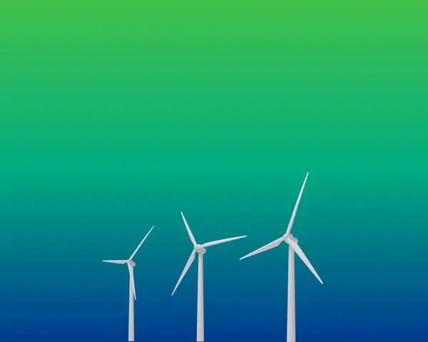 Wind Turbines Icon Blue Green Background Illustration — Stock Photo, Image
