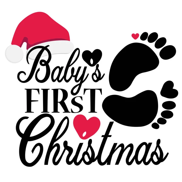 Bebeğin Ilk Noel Dekoratif Kart Vektör Illüstrasyonu — Stok Vektör