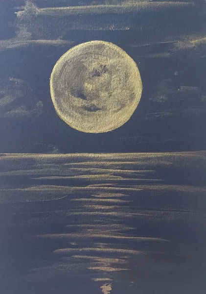 Handritad Akvarell Ritning Månen Illustration Konst — Stockfoto