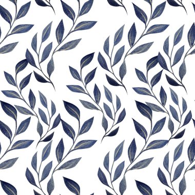 Yaprağın el çizimi suluboya çizimi, kusursuz desen.