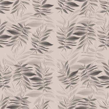 Yaprağın el çizimi suluboya çizimi, kusursuz desen.