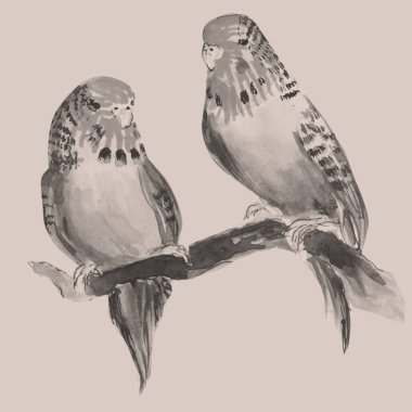 Watercolor drawing of bird. Illuystration art.