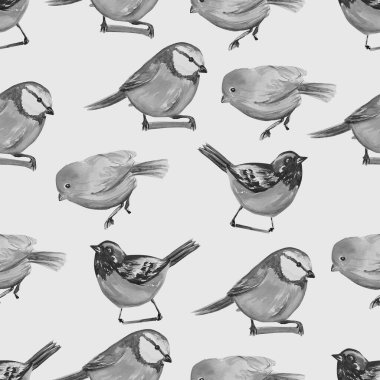 Seamless pattern of Watercolor drawing of birds.