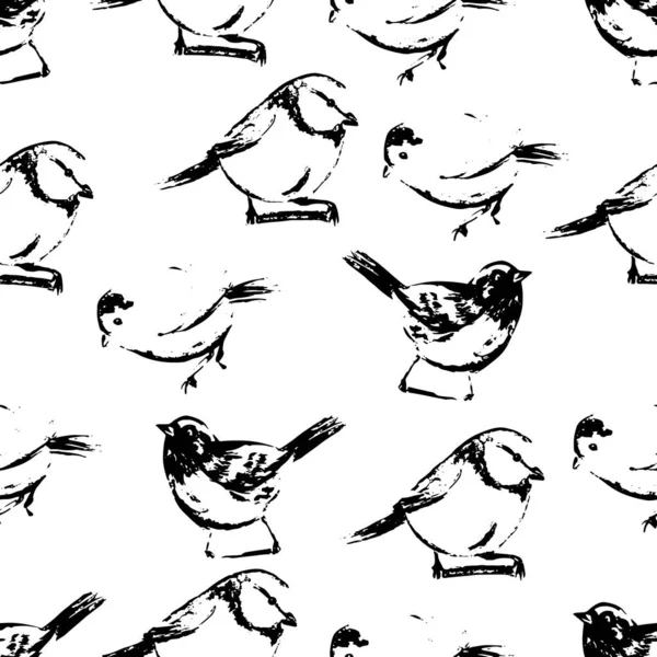 Naadloos Patroon Van Het Tekenen Van Vogels Vectorillustratie — Stockvector