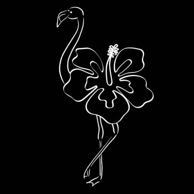 Amfibik çiçekli güzel flamingo kuşu