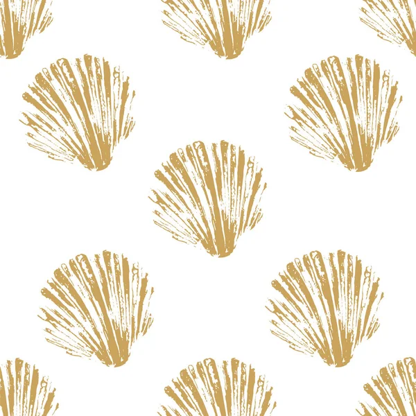 Όμορφη Χρυσή Θάλασσα Κέλυφος Διανυσματική Απεικόνιση Μοτίβο — Διανυσματικό Αρχείο
