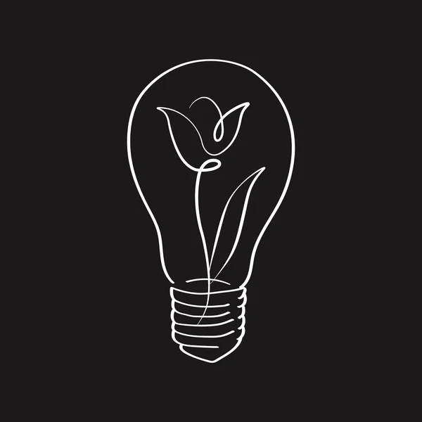Light Bulb Icon Vector Line Illustration — Stock Vector